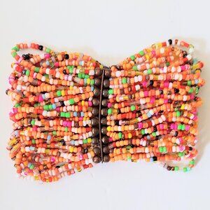 Beaded Multicolored Elastic Cuff Bracelet